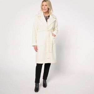 BEAUTIFUL by Lawrence Zarian Regular Belted Double Knit Lined Coat - Sz L a66096